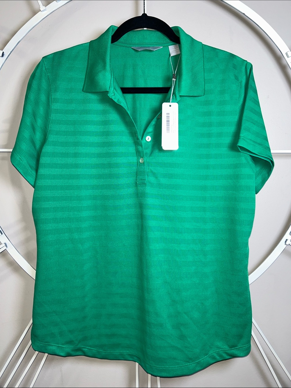 NWT Callaway Fine Line Green Striped Textured Golf Polo - Woman’s Short Sleeve